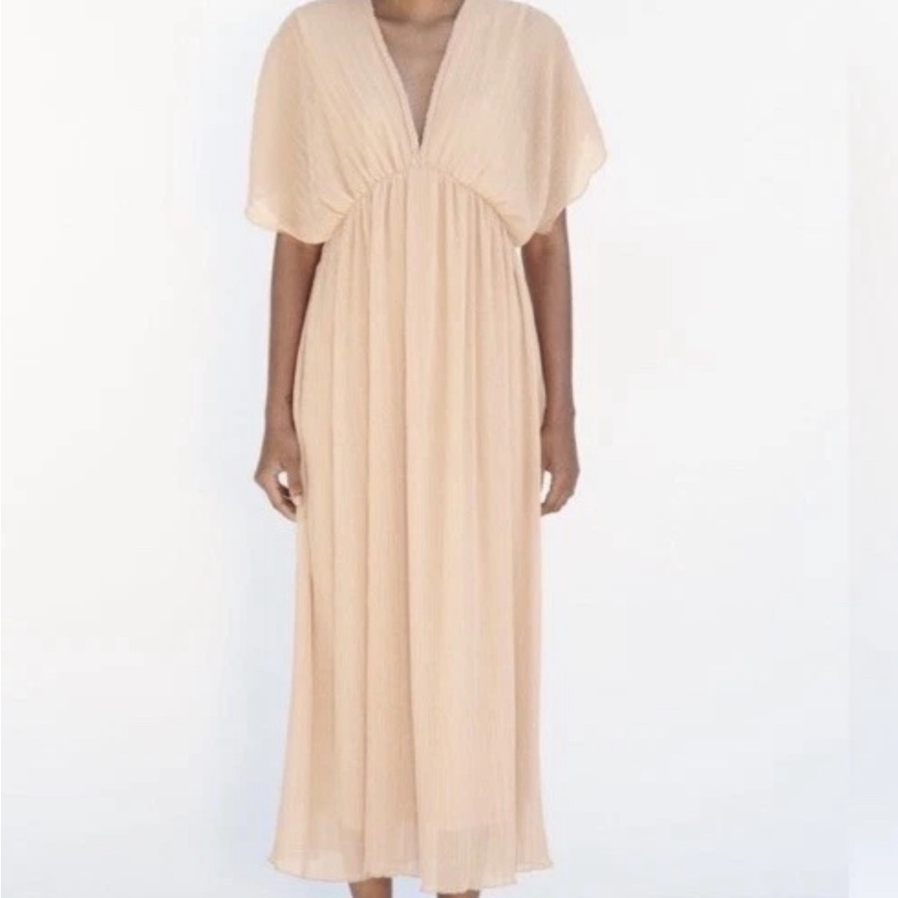 Zara Pale Pink Pleated Maxi Dress